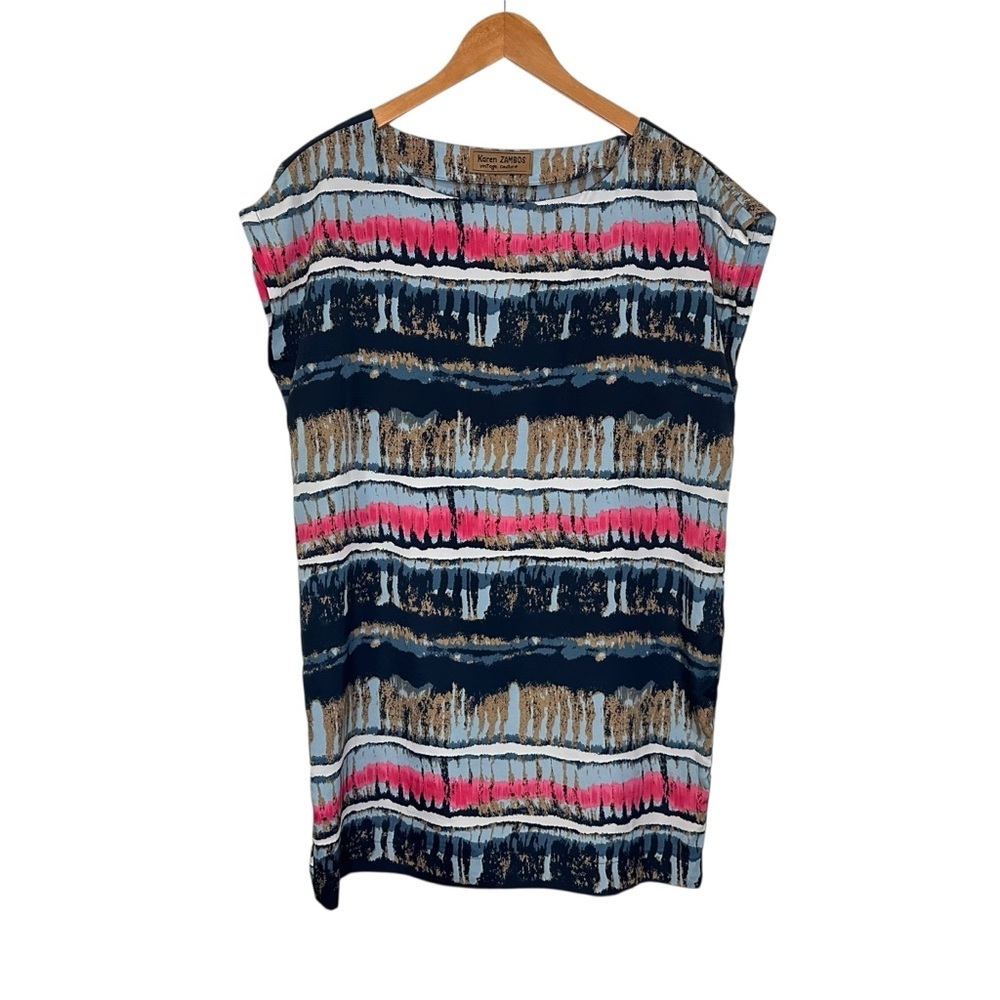 KAREN ZAMBOS Womens Printed Shift Dress Sz Medium Multicolor Sleeveless